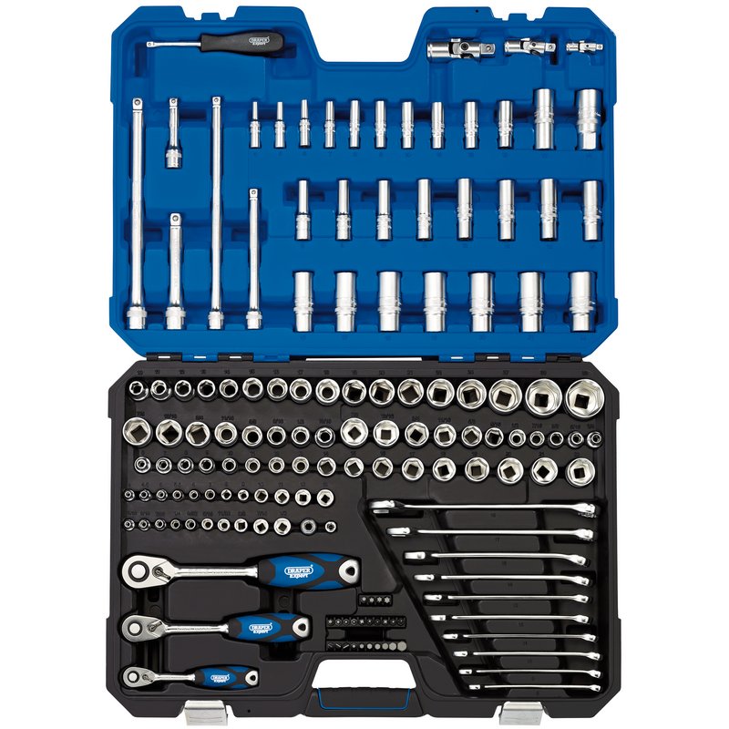Draper Expert Metric Imperial Socket Set 1/4" 3/8" & 1/2"D 150pc 6 Point 16460