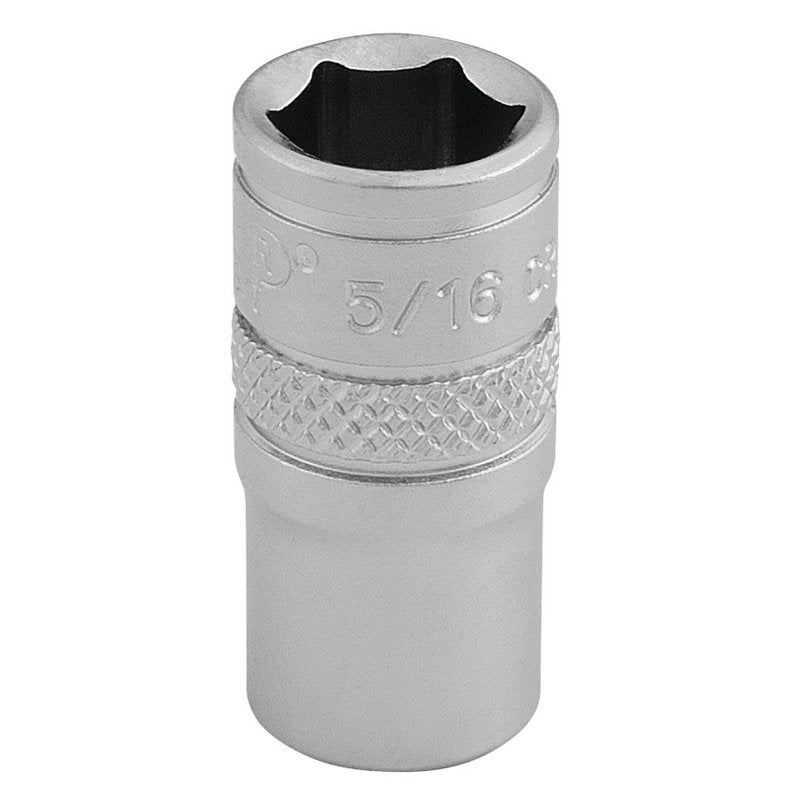 Draper 5/16" 1/4"D Imperial Socket Standard Length Chrome 6 Point Knurled 16522