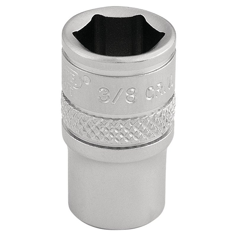Draper 3/8" 1/4"D Imperial Socket Standard Length Chrome 6 Point Knurled 16524