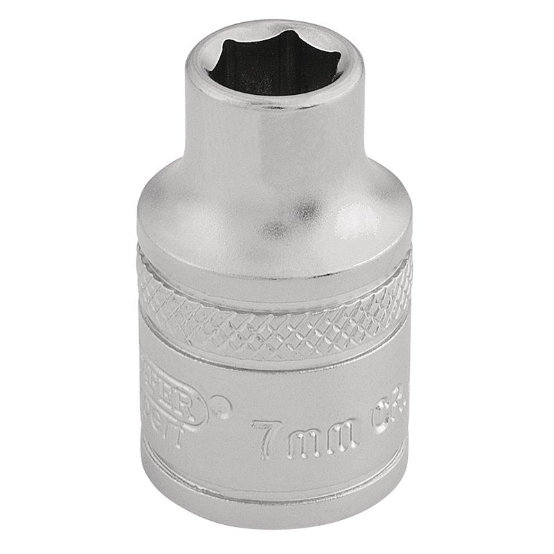 Draper 6 Point Metric Socket 3/8"D 7mm Standard Length Satin Chrome 16532