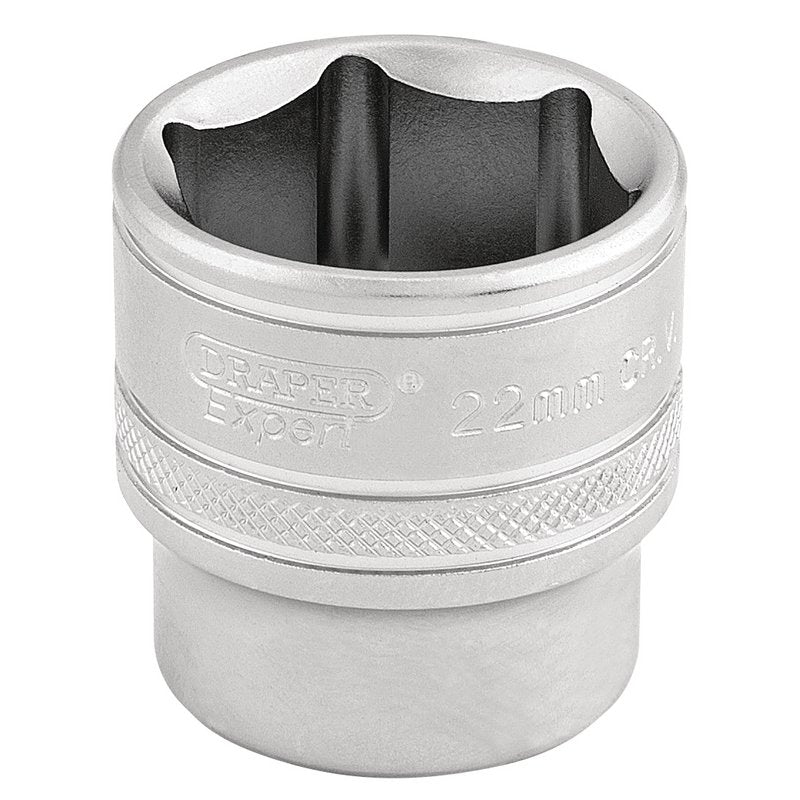 Draper 6 Point Metric Socket 3/8"D 22mm Standard Length Satin Chrome 16547