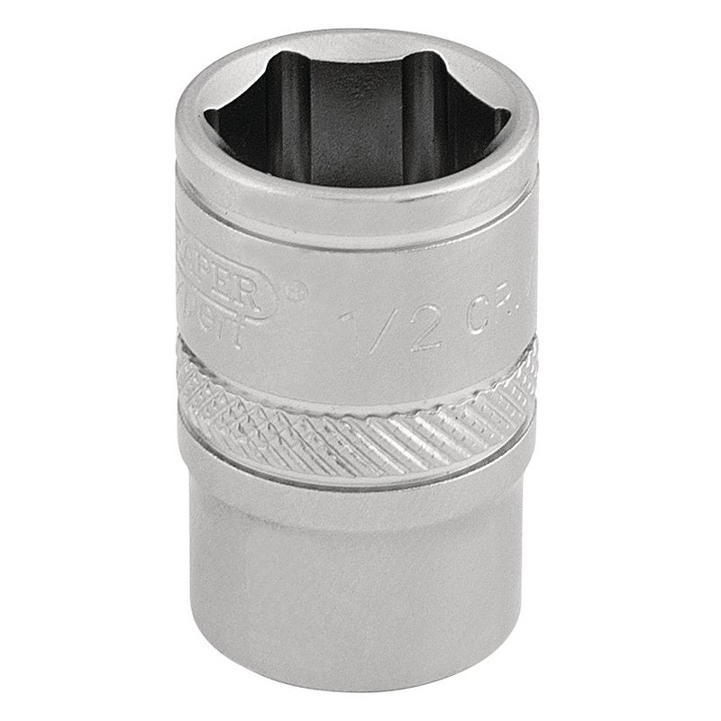 Draper 6 Point Imperial Socket 3/8" Sq Dr 1/2" Knurled Ring Chrome 16552
