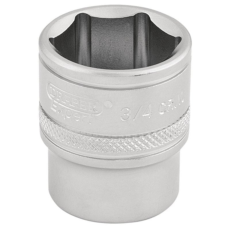 Draper 6 Point Imperial Socket 3/8" Sq Dr 3/4" Knurled Ring Chrome 16574