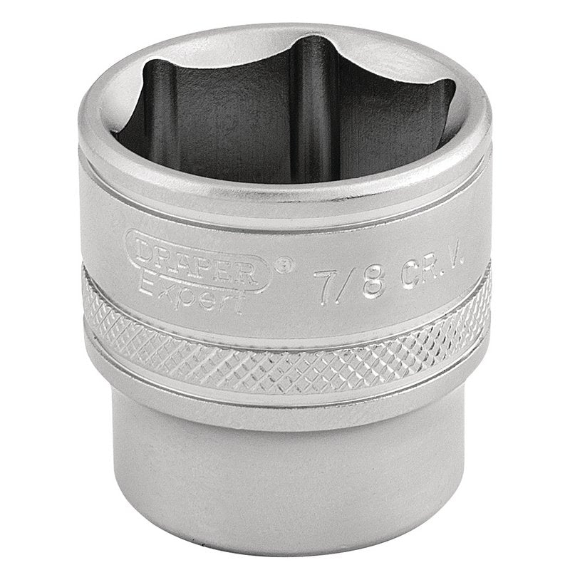 Draper 6 Point Imperial Socket 3/8" Sq Dr 7/8" Knurled Ring Chrome 16576