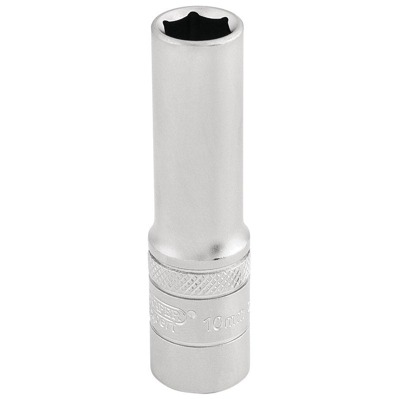 Draper 10mm 6 Point Metric Deep Socket 3/8" Sq Dr Satin Chrome 16579