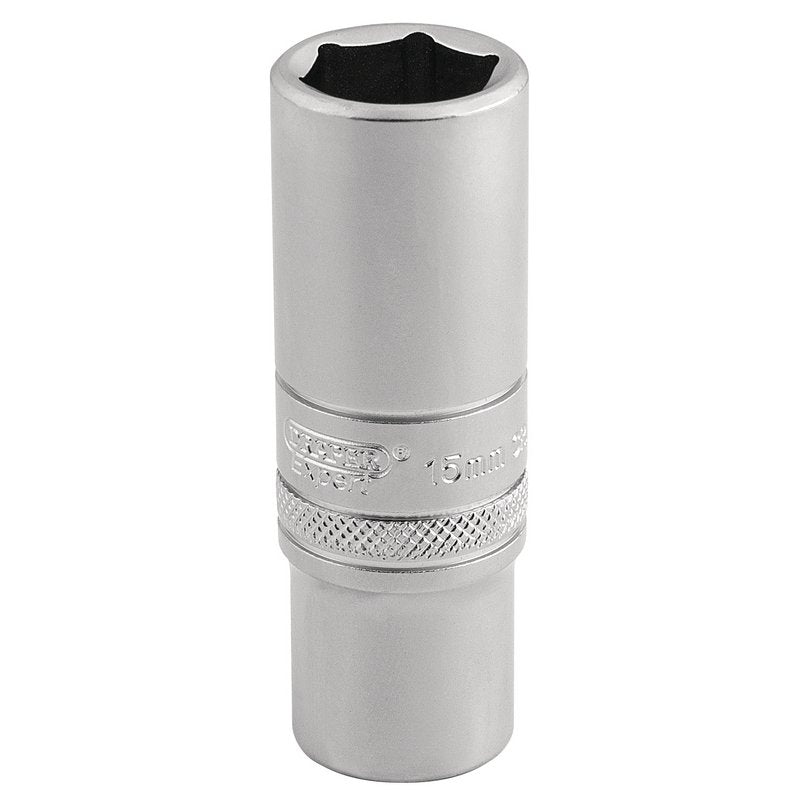 Draper 15mm 6 Point Metric Deep Socket 3/8" Sq Dr Satin Chrome 16583