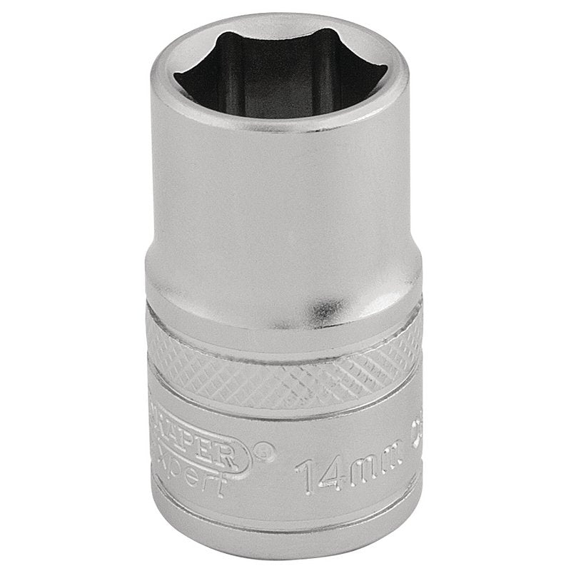 Draper 14mm 1/2"D 6 Point Metric Socket Standard Length Chrome 16604
