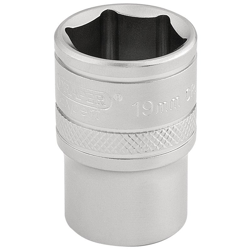 Draper 19mm 1/2"D 6 Point Metric Socket Standard Length Chrome 16609