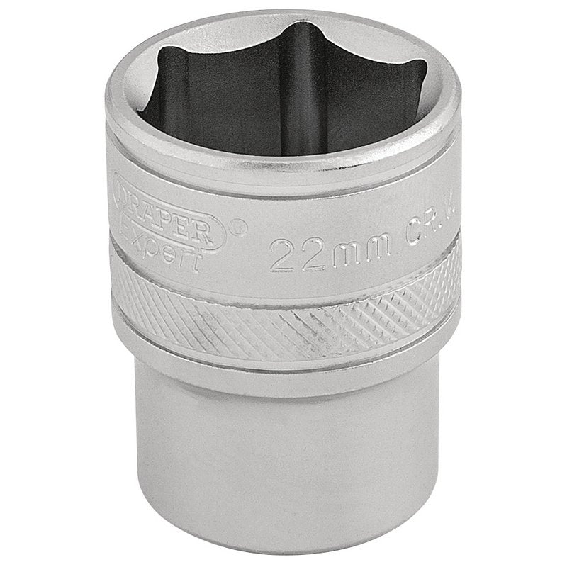 Draper 22mm 1/2"D 6 Point Metric Socket Standard Length Chrome 16613