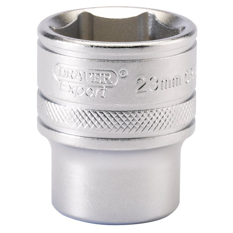 Draper 23mm 1/2"D 6 Point Metric Socket Standard Length Chrome 16614