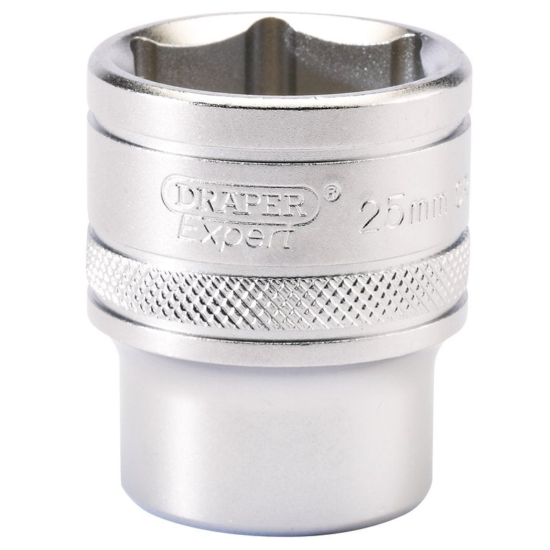 Draper 25mm 1/2"D 6 Point Metric Socket Standard Length Chrome 16616