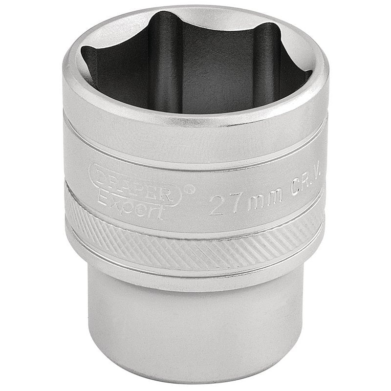 Draper 27mm 1/2"D 6 Point Metric Socket Standard Length Chrome 16618