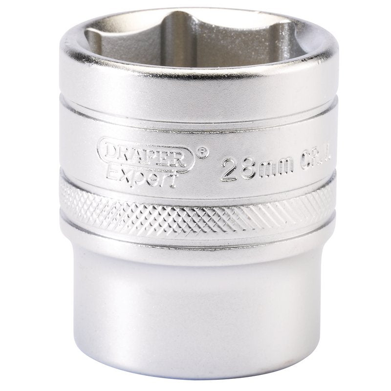 Draper 28mm 1/2"D 6 Point Metric Socket Standard Length Chrome 16619