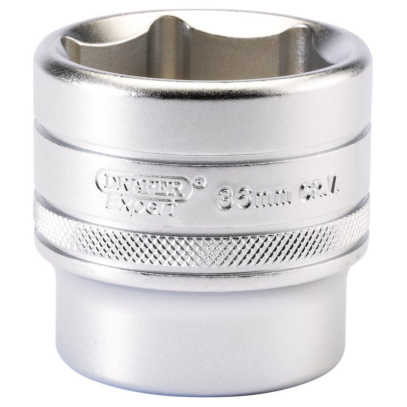 Draper 36mm 1/2"D 6 Point Metric Socket Standard Length Chrome 16623