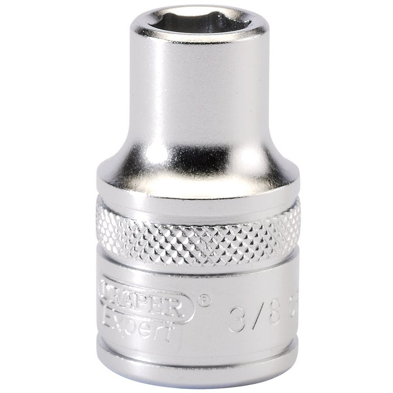 Draper 6 Point Imperial Socket 1/2" Sq Dr 3/8" Knurled Ring Chrome 16624