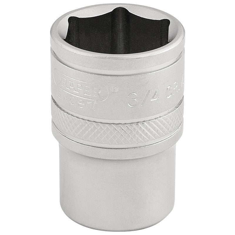 Draper 6 Point Imperial Socket 1/2" Sq Dr 3/4" Knurled Ring Chrome 16631