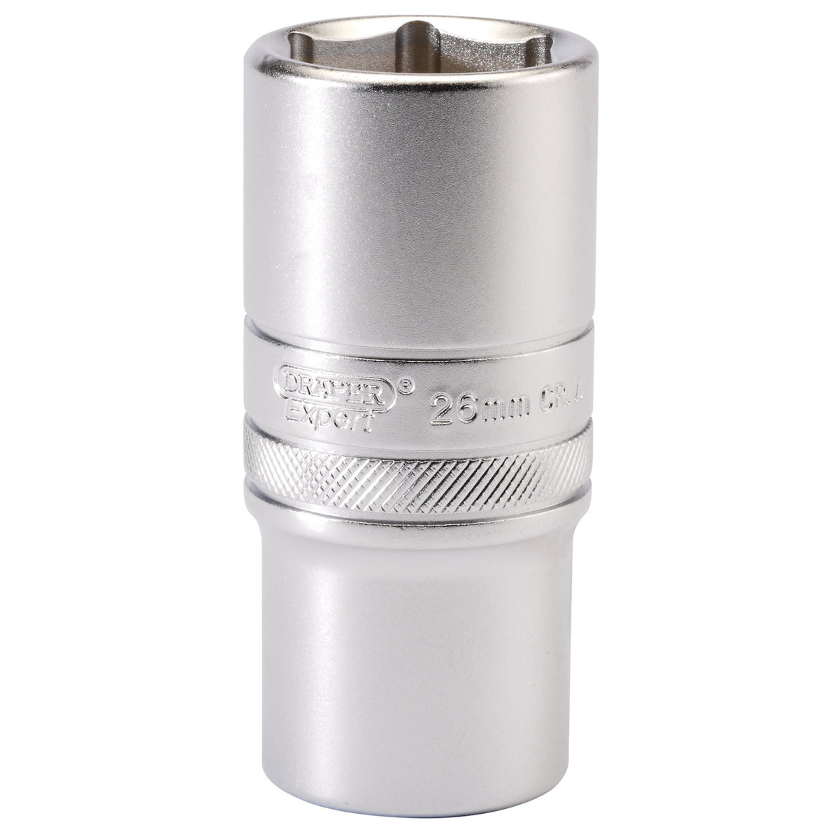 Draper 27mm 6 Point Metric Deep Socket 1/2"D Chrome Satin Finish 16656