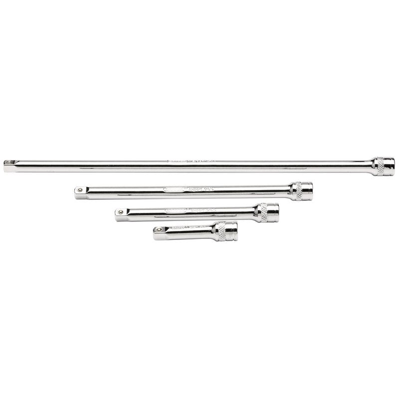 Draper 1/4"D Extension Bar Set Polished Chrome 4 Piece knurled Ring 16765