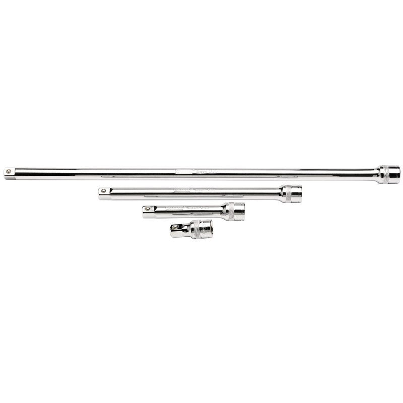 Draper Extension Bar Set 1/2"D Polished Chrome 4 Piece Knurled Ring 16769