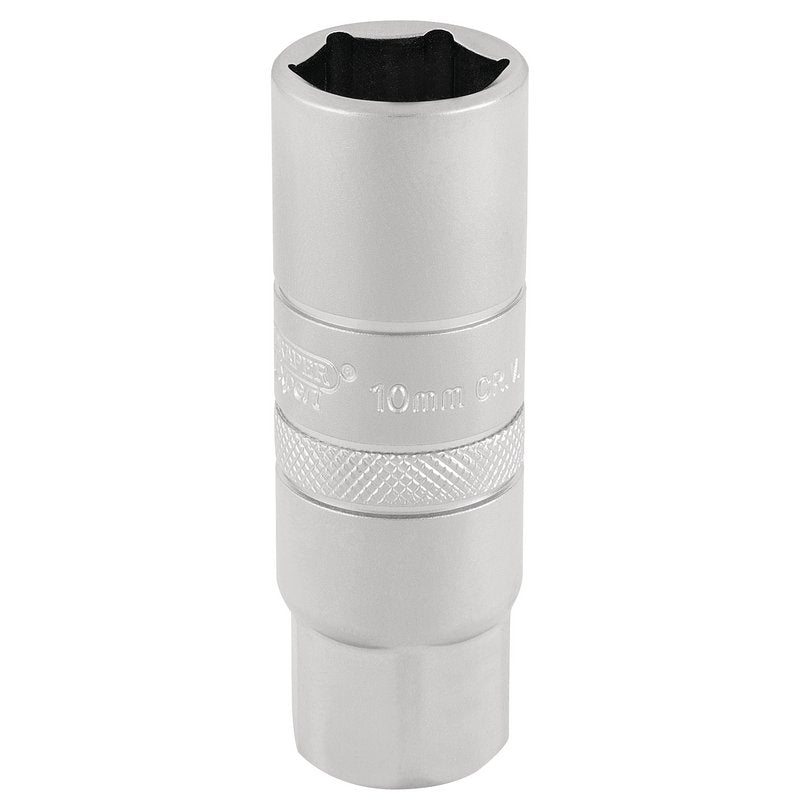 Draper 10mm Thread 6 Point Satin Chrome Spark Plug Socket 3/8"D 16mm 16775