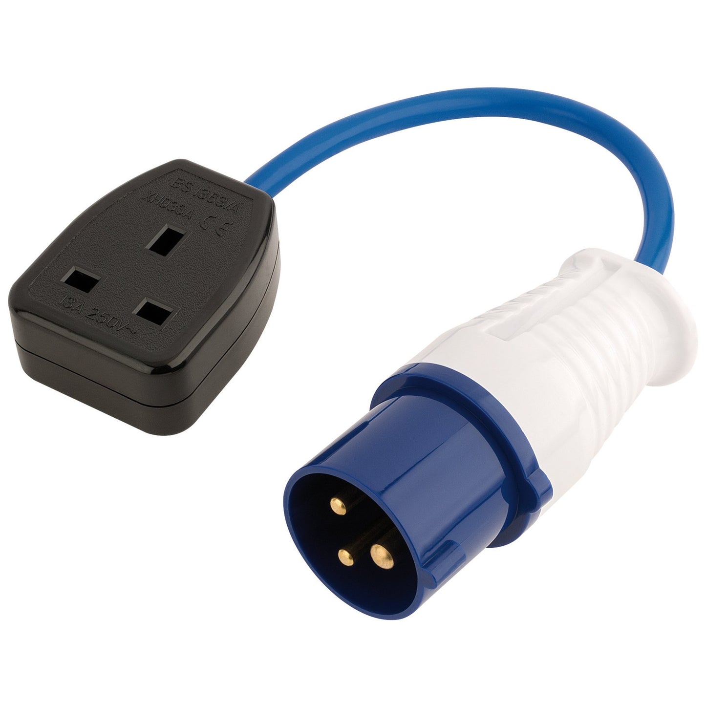 Draper 230V Adaptor Lead with 16A Plug to 13A Socket Length 35cm 17573