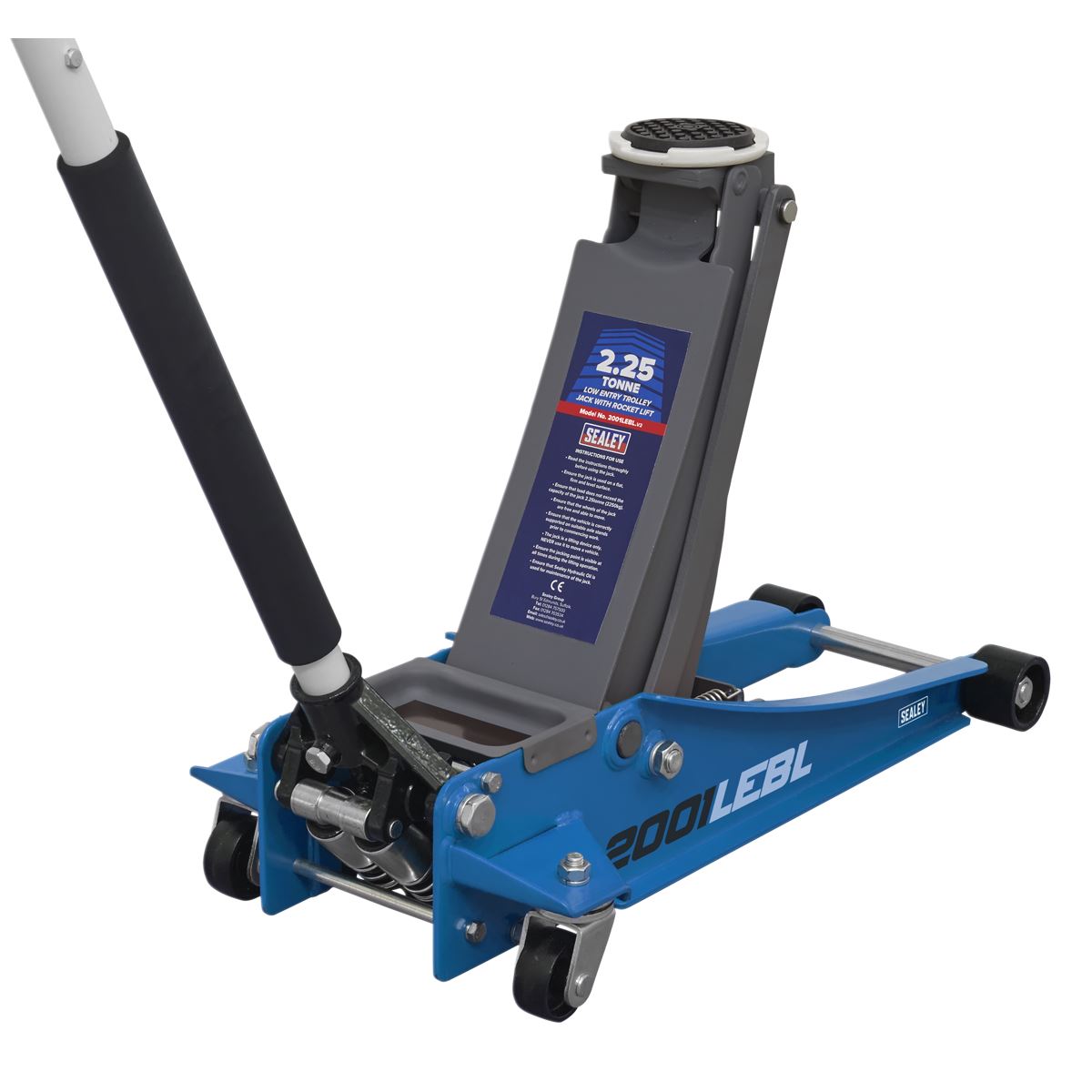 Sealey Trolley Jack 2.25 Tonne Low Profile Rocket Lift Blue 2001LEBL