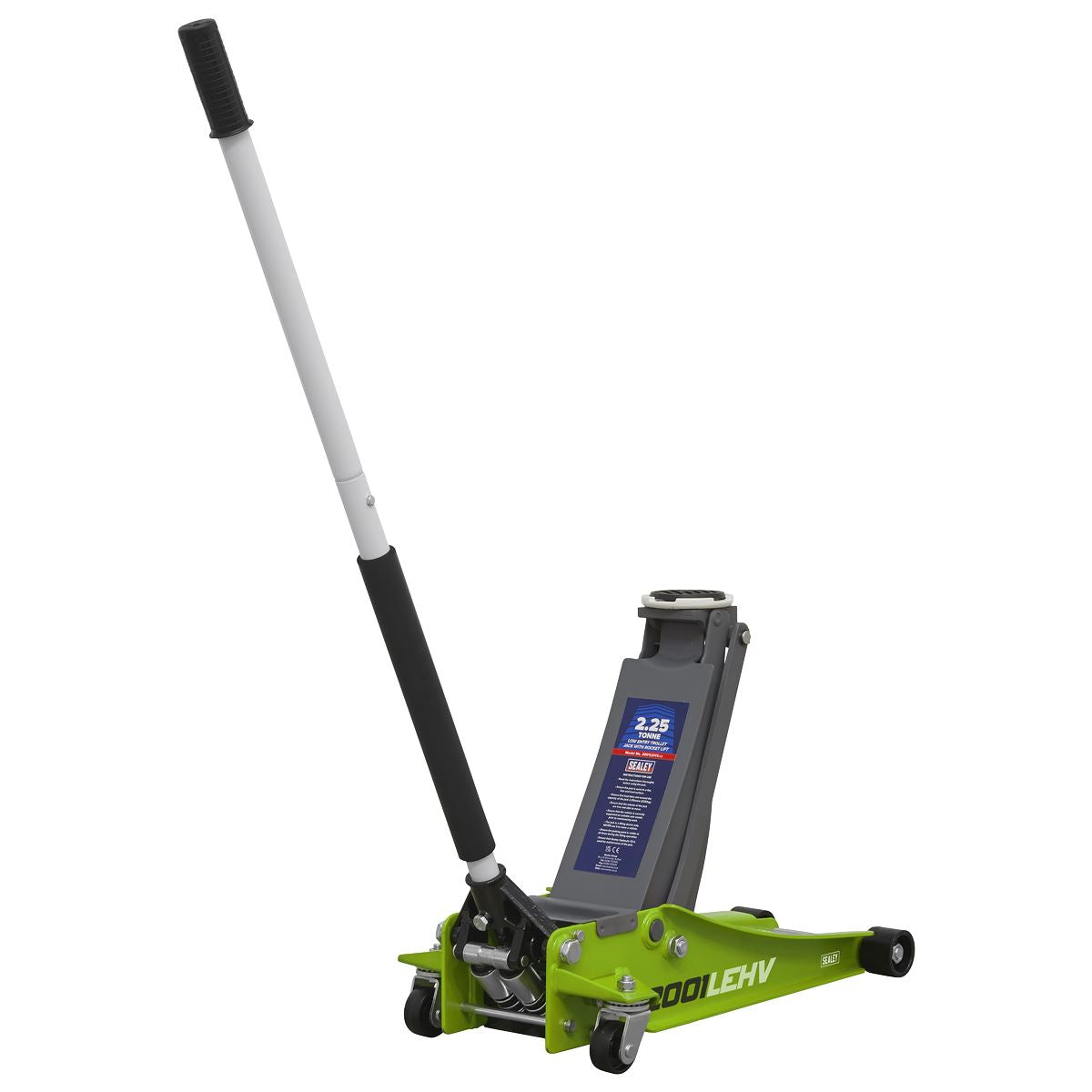 Sealey Trolley Jack 2.25 Tonne Low Profile Rocket Lift Hi-Vis Green 2001LEHV