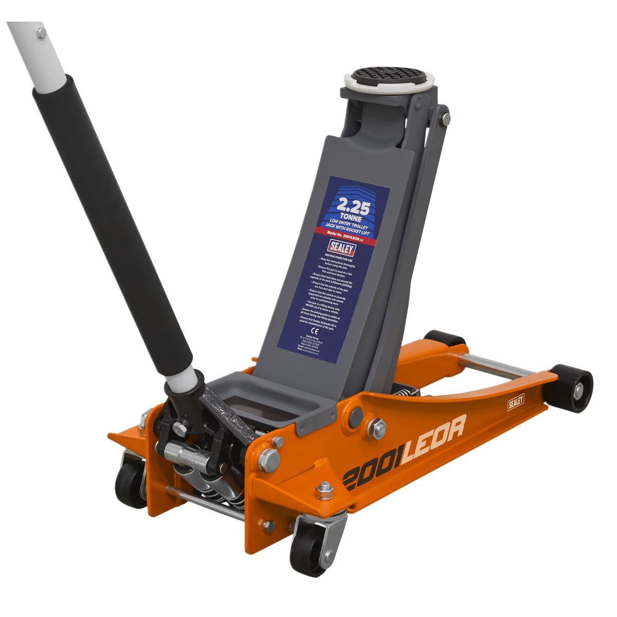 Sealey Trolley Jack 2.25 Tonne Low Profile Rocket Lift Orange 2001LEOR