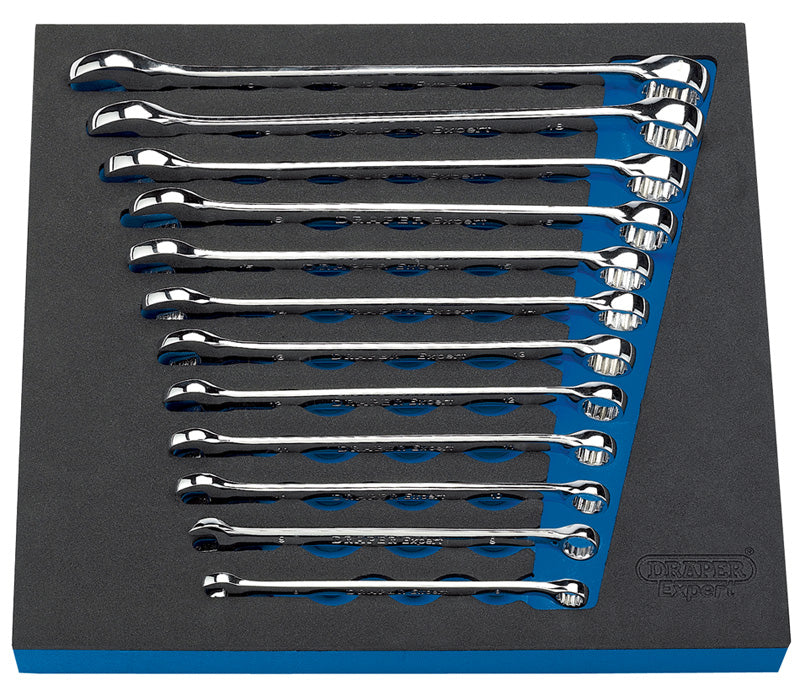 Draper Hi-Torq® Metric Combination Spanner Set in EVA Foam Insert Tray (12 Piece)