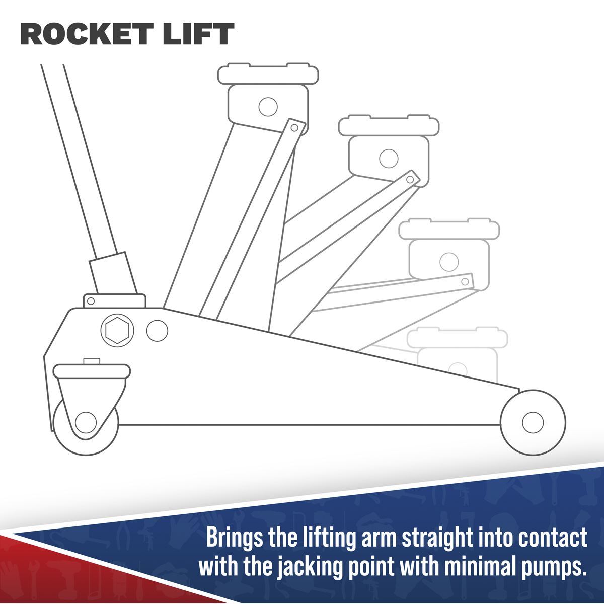 Sealey Viking Low Profile Professional Long Reach Trolley Jack 2 Tonne with Rocket Lift 2100TB