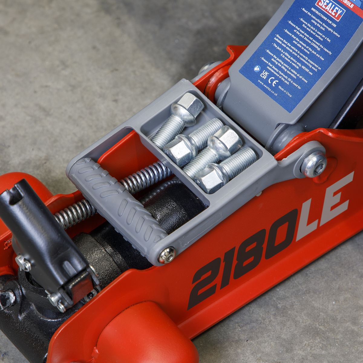 Sealey 180� Handle Trolley Jack 2 Tonne Low Profile Short Chassis - Red 2180LE