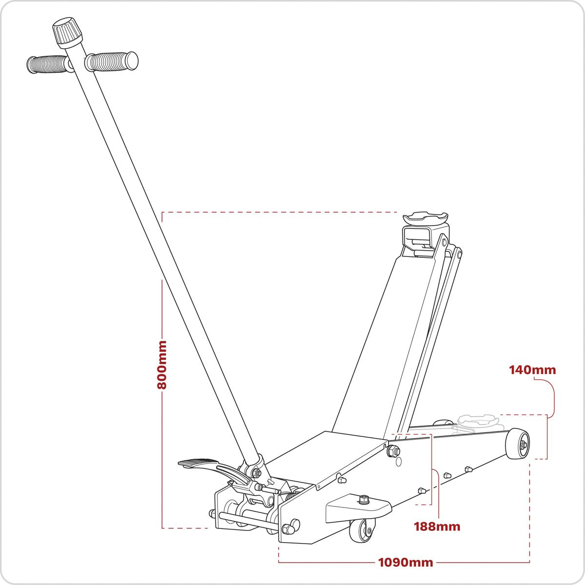 Sealey Trolley Jack 2 Tonne Long Reach High Lift Commercial 2201HL