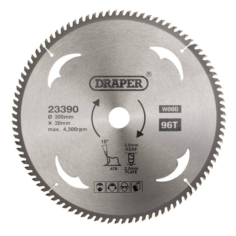 Draper TCT Circular Saw Blade for Wood 305 x 30mm 96T 23390