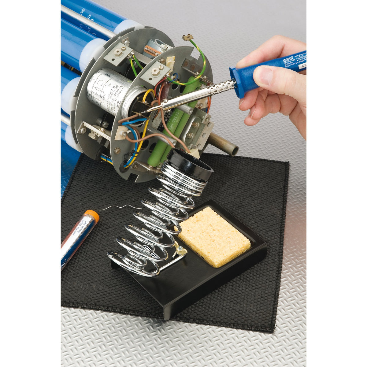 Draper Soldering Iron Stand Metal Base Spring Safety Holder & Sponge 23554