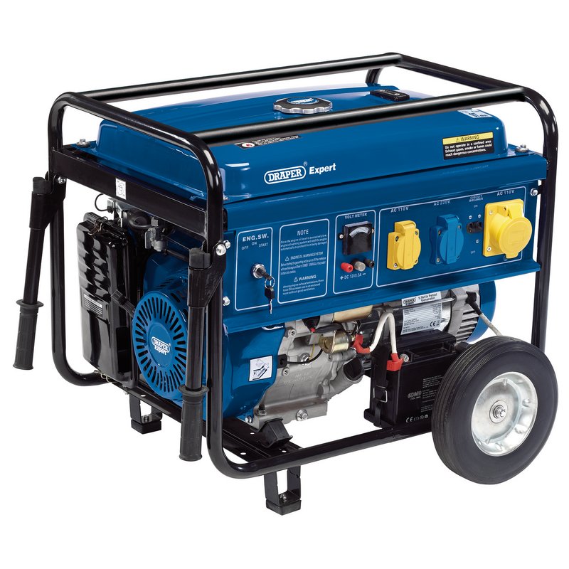 Draper Expert 5000W 13HP Petrol Generator with Wheels 25L Tank 23987