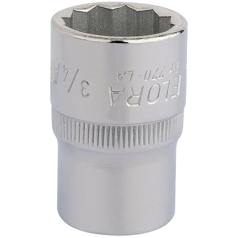 Elora Bi-Hexagon Socket 1/2"D 3/4" Chrome Plated Hardened And Tempered 24418