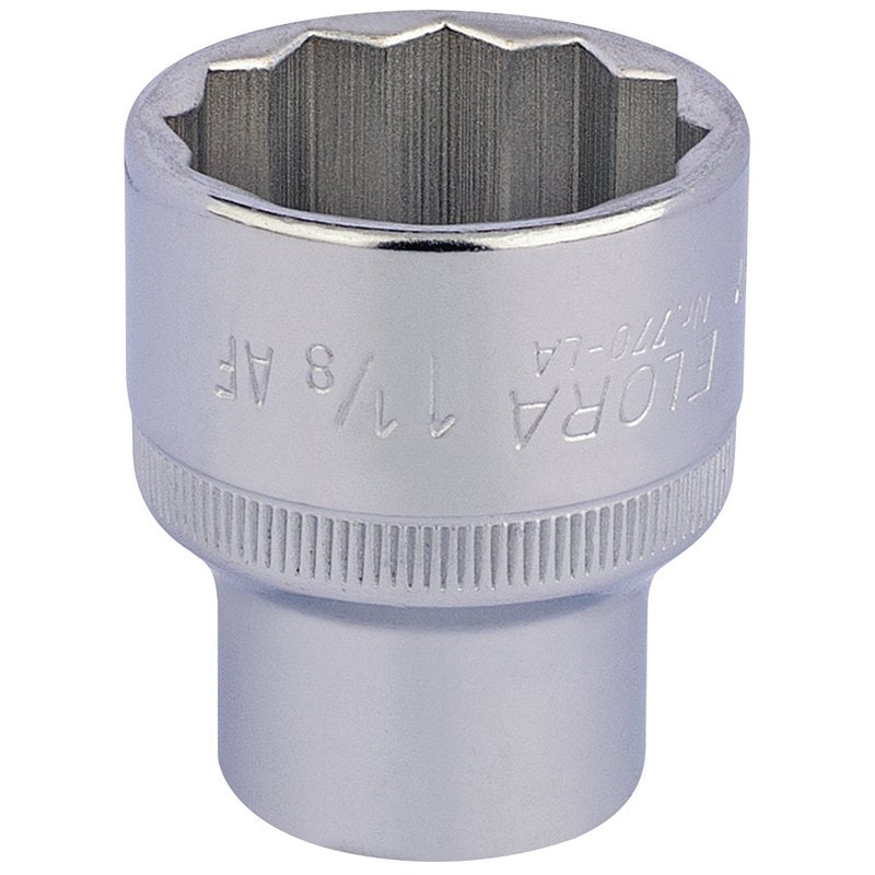 Elora Bi-Hexagon Socket 1/2"D 1.1/8"Chrome Plated Hardened And Tempered 24492