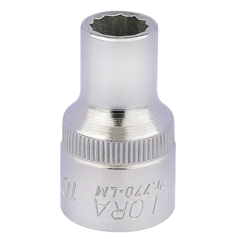Elora Bi-Hexagon Socket 1/2"D 10mm Chrome Plated Hardened And Tempered 24559