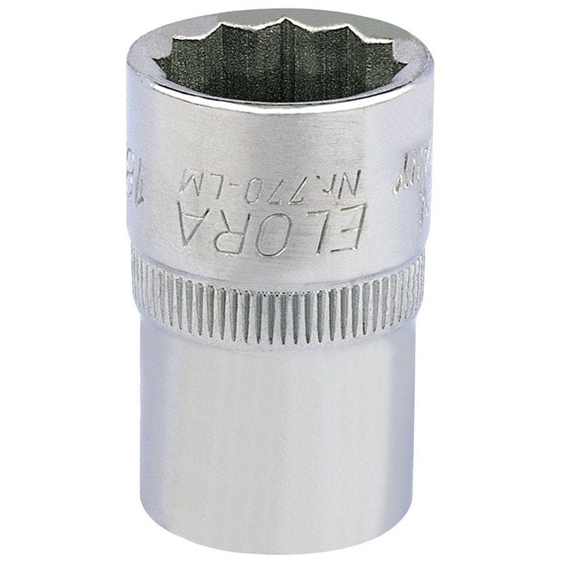 Elora Bi-Hexagon Socket 1/2"D 18mm Chrome Plated Hardened And Tempered 24632