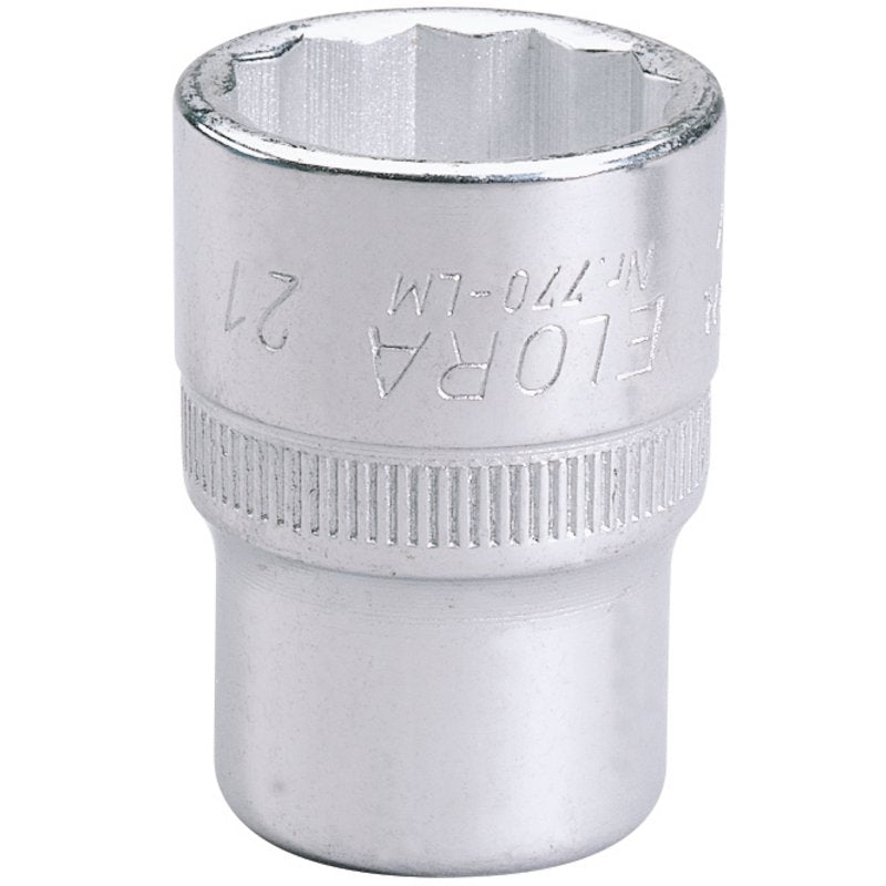 Elora Bi-Hexagon Socket 1/2"D 21mm Chrome Plated Hardened And Tempered 24666