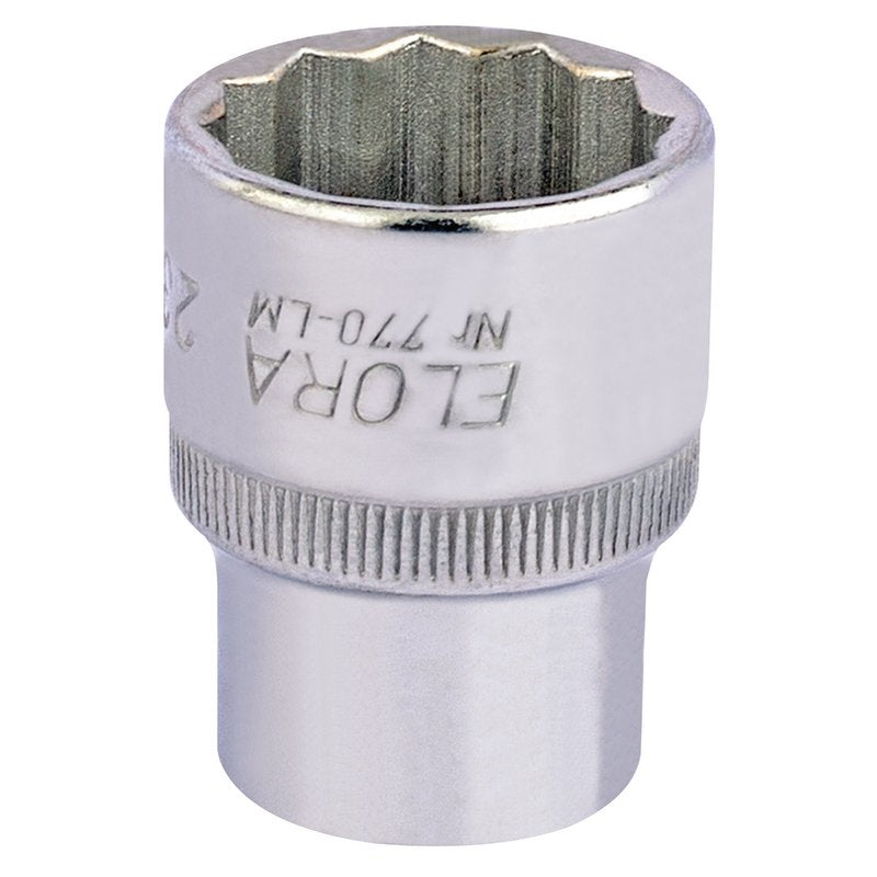 Elora Bi-Hexagon Socket 1/2"D 23mm Chrome Plated Hardened And Tempered 24682