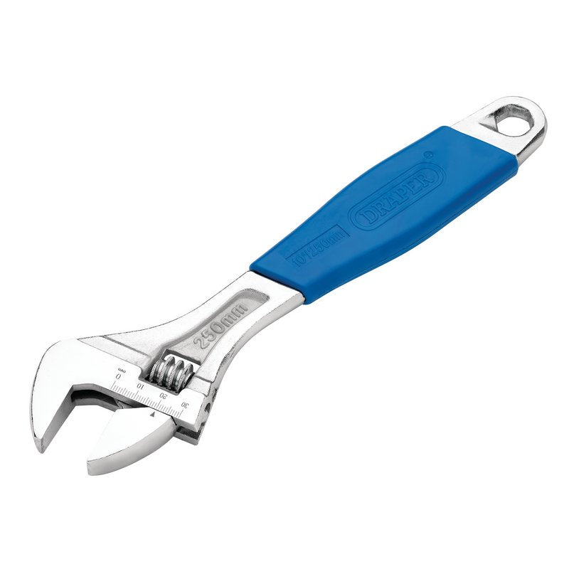 Draper 250mm 30mm Jaw Crescent Type Adjustable Wrench Soft Grip Handle 24793