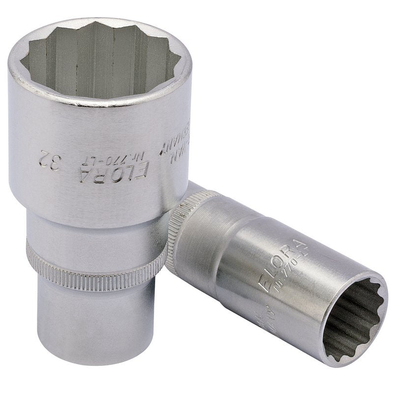 Elora 1/2"D 27mm Deep Bi Hexagon Socket Chrome Plated Knurled Ring 11938