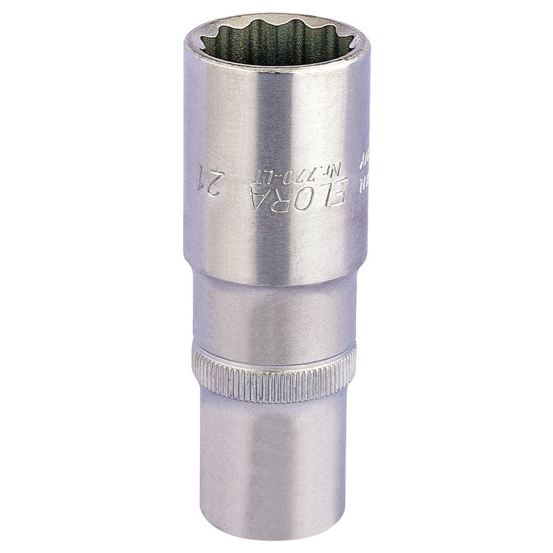 Elora 1/2"D 21mm Deep Bi Hexagon Socket Chrome Plated Knurled Ring 25135