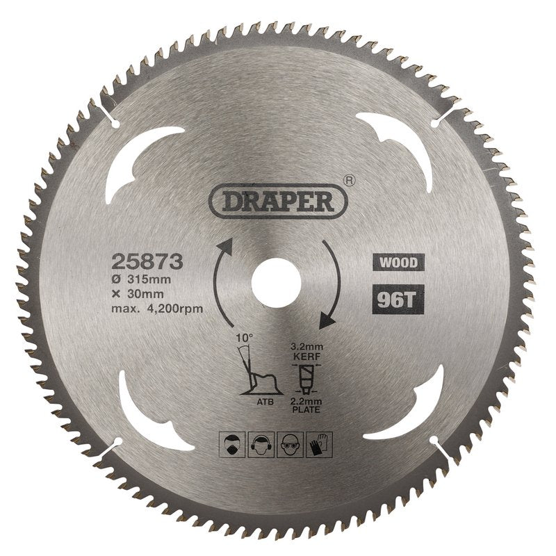 Draper TCT Circular Saw Blade for Wood 315 x 30mm 96T 25873