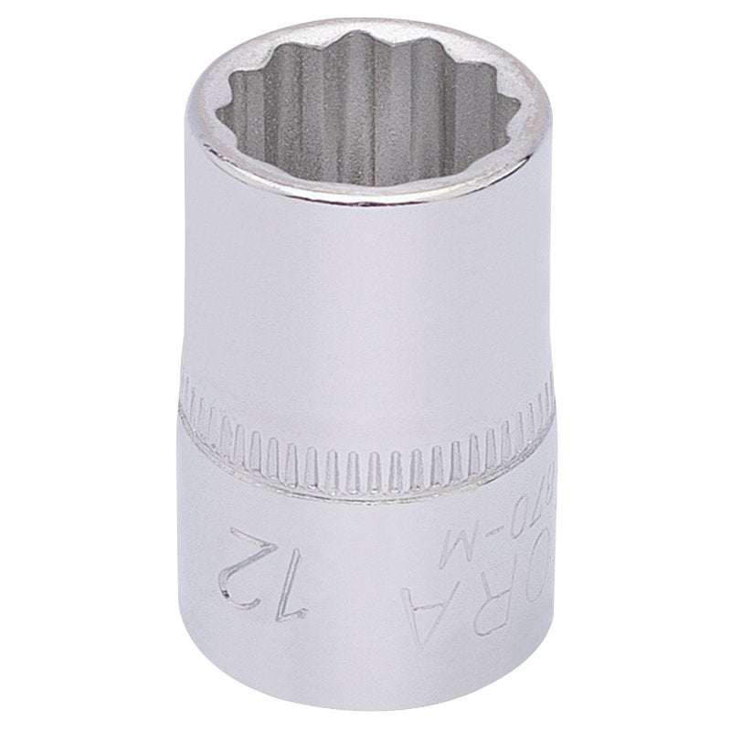 Elora Bi-Hexagon Socket 3/8"D 12mm Chrome Plated Hardened And Tempered 25888