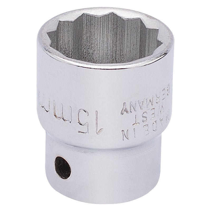 Elora Bi-Hexagon Socket 3/8"D 15mm Chrome Plated Hardened And Tempered 25911