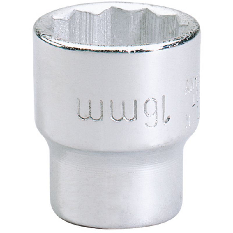 Elora Bi-Hexagon Socket 3/8"D 16mm Chrome Plated Hardened And Tempered 25929
