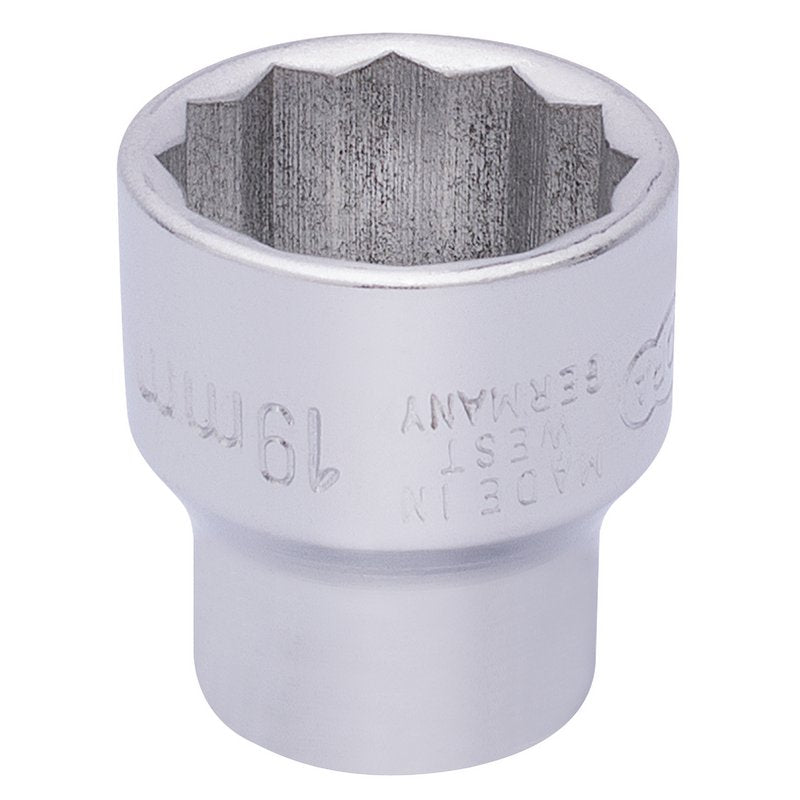 Elora Bi-Hexagon Socket 3/8"D 19mm Chrome Plated Hardened And Tempered 25953