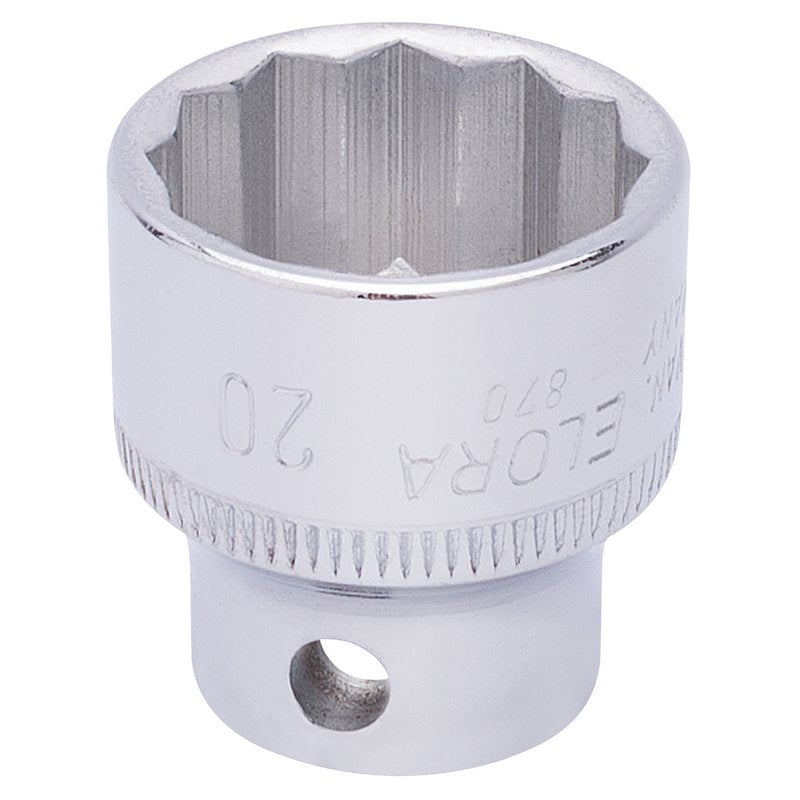 Elora Bi-Hexagon Socket 3/8"D 20mm Chrome Plated Hardened And Tempered 25961